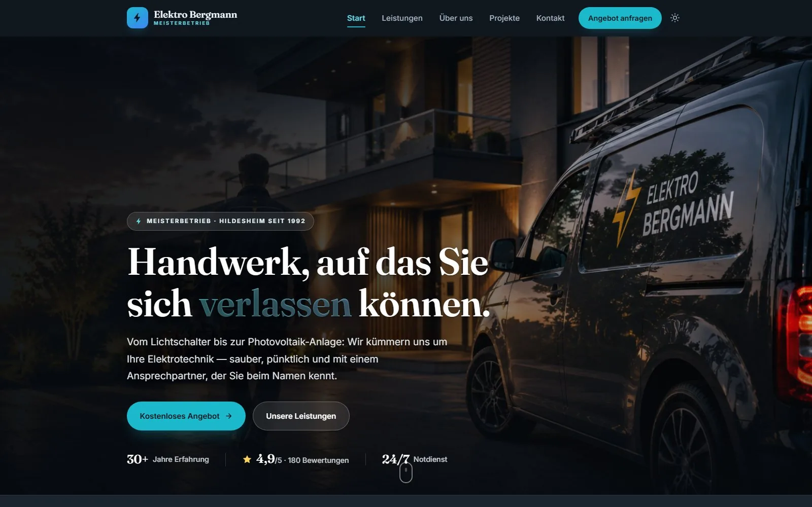 Vorschau mehrseitige Website Elektro Bergmann