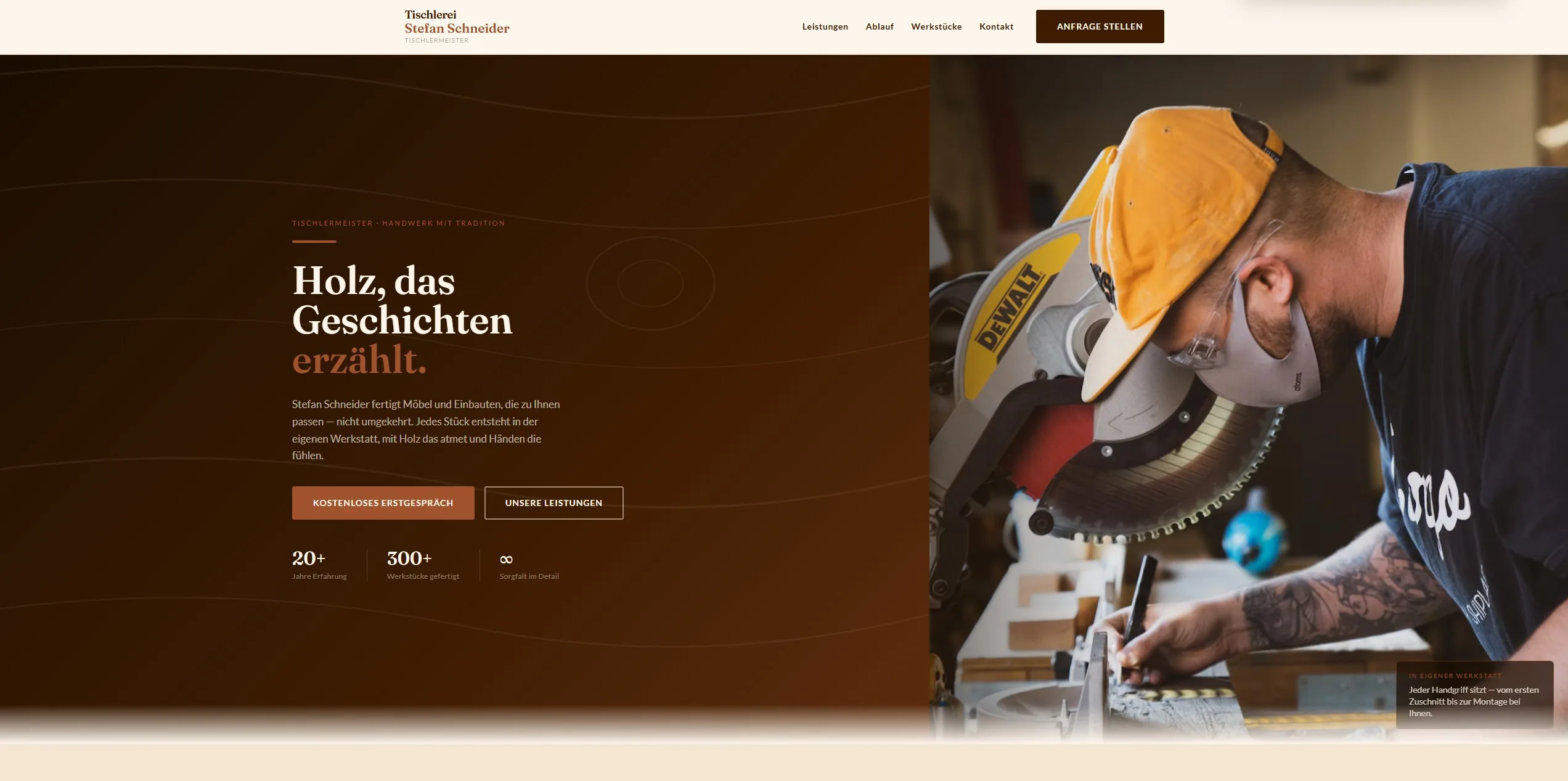 Vorschau Tischlerei-Website