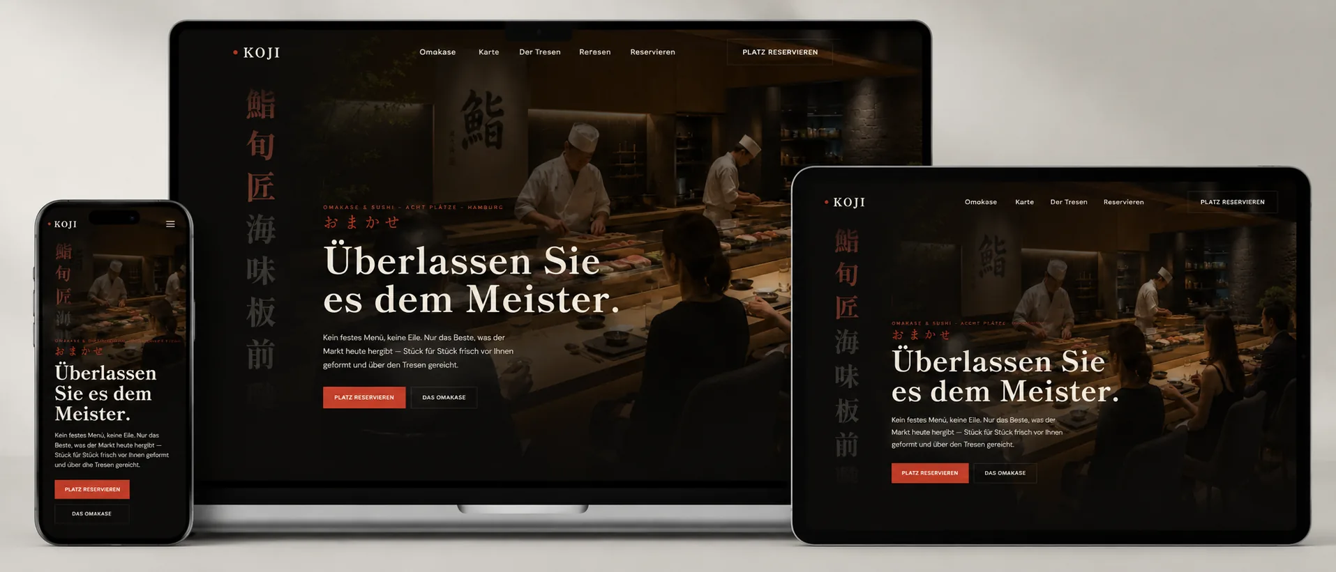 Von HeRo gestaltete Website auf Laptop, Tablet und Smartphone
